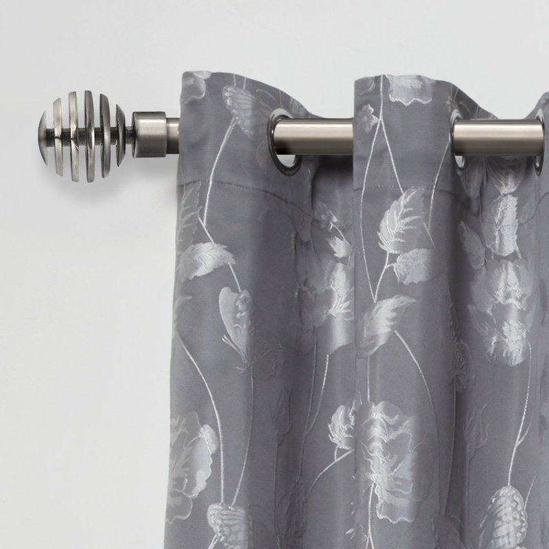 Metal Sliced Antique Brass Stainless Steel Adjustable 160cm to 300cm 2cm Single Curtain Pole, Black Silk, 1.6 - 3m