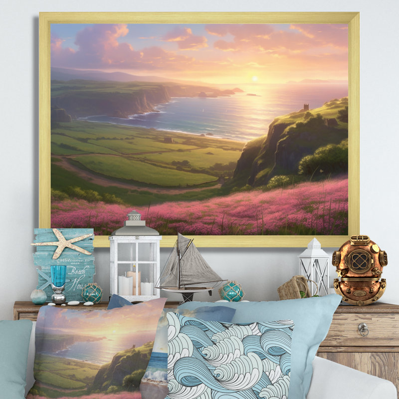 «Seaside Paradise III», reproduction sur toile, H 34 po x l 44 po x P 1,5 po, Encadrement doré