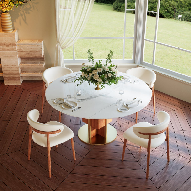 Table de salle à manger Modern, H 29,9 po x L 53,15 po x l 53,15 po, Blanc