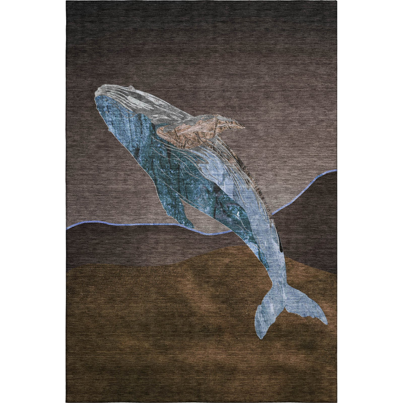 Premium Machine Washable Mayfield AMF2078 Coastal Rug, 9' x 12', Brown