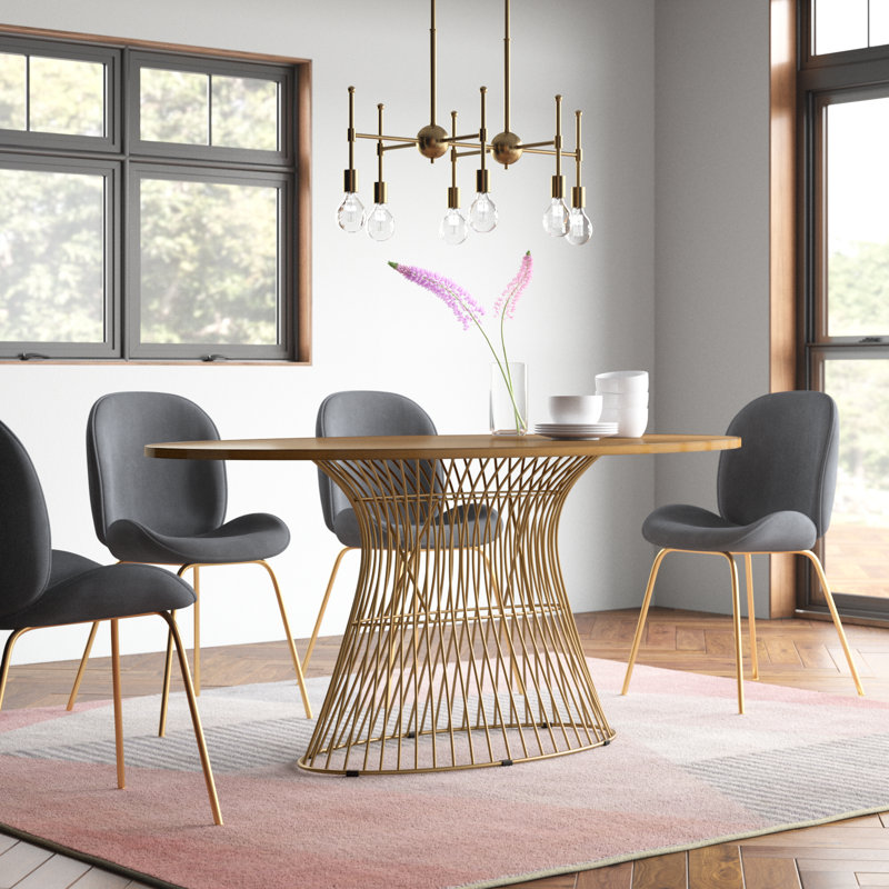 Shavonne Oval Dining Table with Metal Base, Bronze