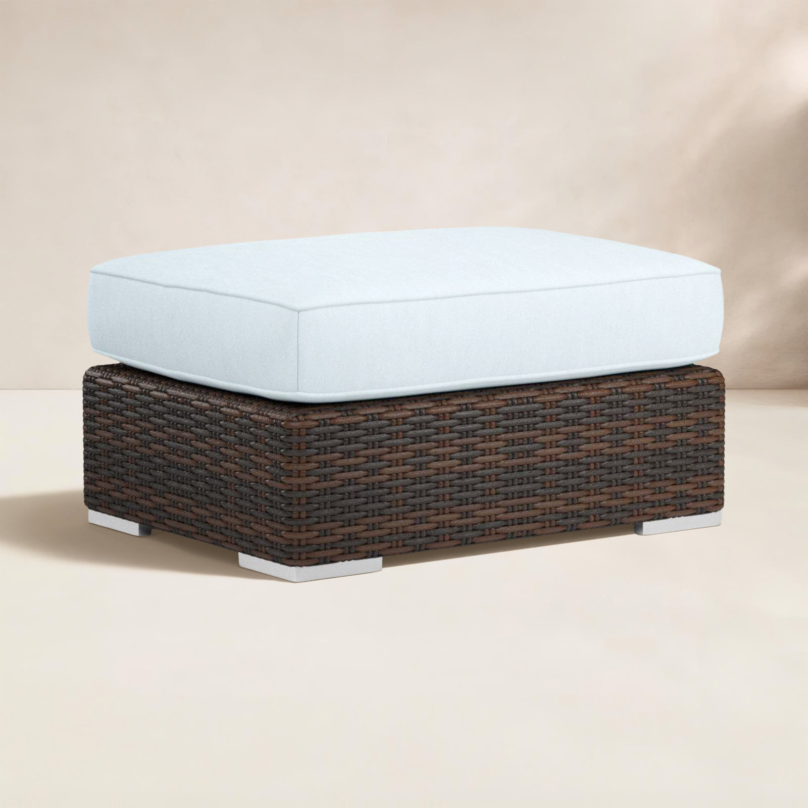Upholstered Outdoor Ottoman with Cushion, Canvas Skyline Sunbrella®