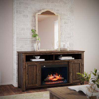 Alisher TV Stand for TV up to 70" with Electric Fireplace Included by Laurel Foundry Modern Farmhouse