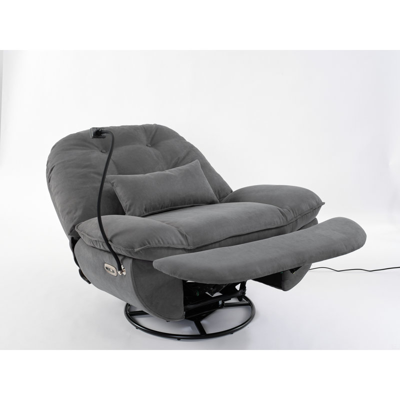 Power Recliner Swivel Glider Usb Charger With Bluetooth Music Player, Gray