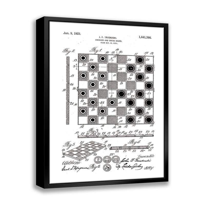 «Chess And Chequer Board» par Stanley Print House - on, L 11 po x H 14 po