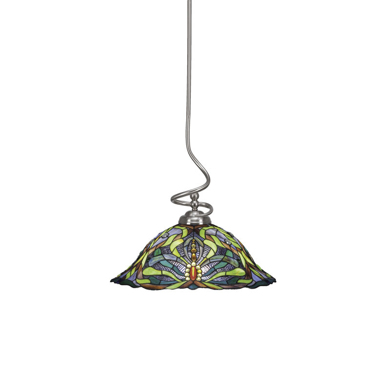 Luminaire suspendu Capri, fini nickel brossé et verre d'art kaléidoscope 19 po