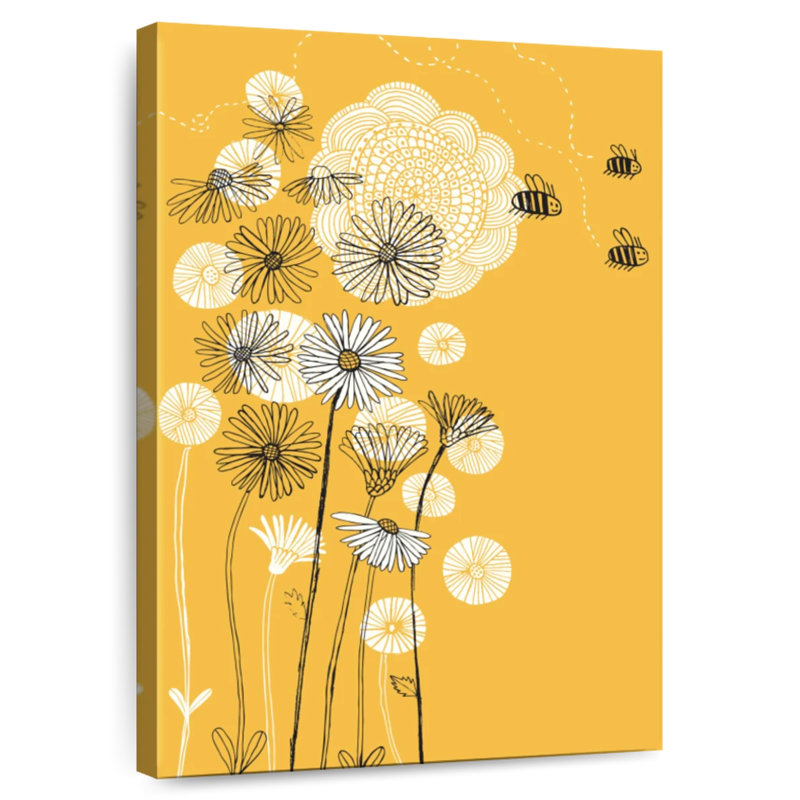 Harnek, abeilles et marguerites, H 39 po x l 26 po