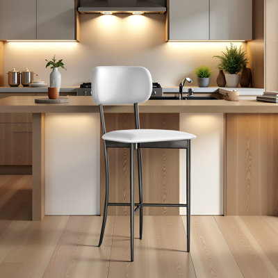 Tabourets de bar de 29,5 po de hauteur avec dossier - tabourets de bar très larges, cuir résistant aux égratignures et structure en acier (1PCS)