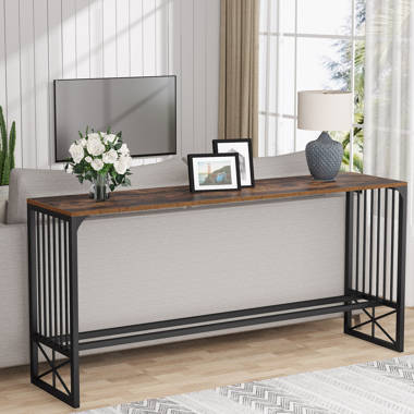 Keison Narrow Long Console Table Behind Couch