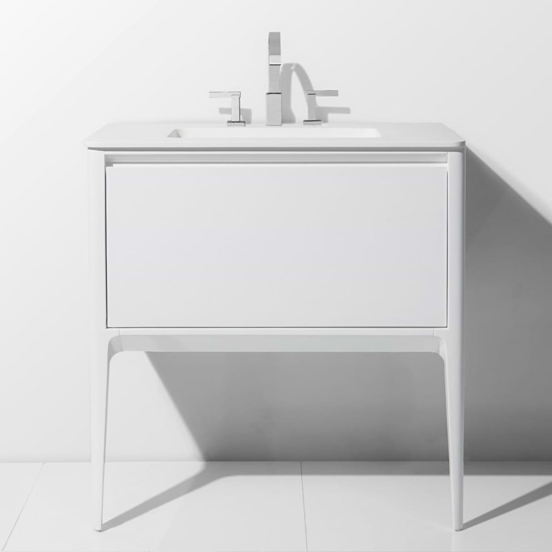 Luxe 30" Gloss Vanity With Counter, White