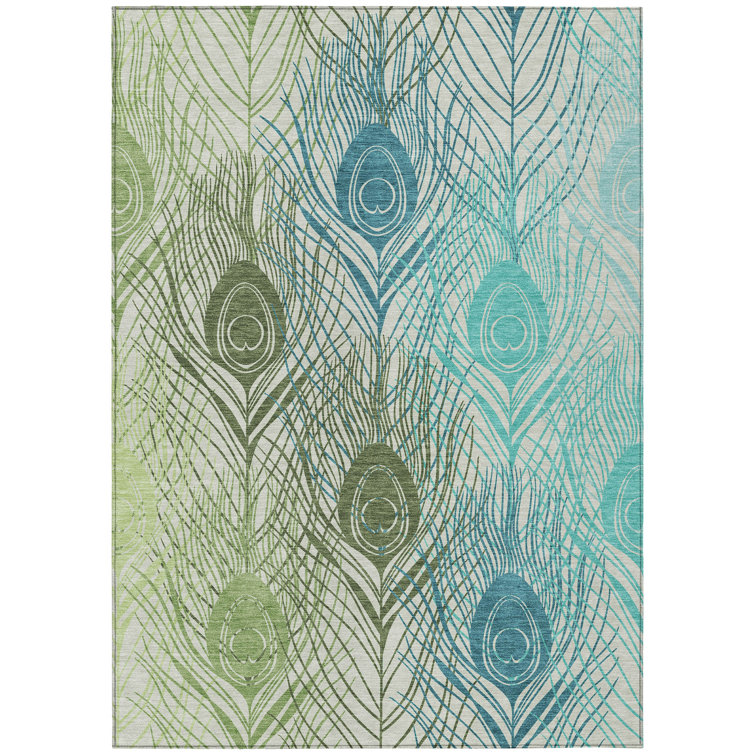 Machine Washable Indoor/Outdoor Houtz ACN2273 Floral Rug