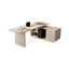 Bureau à 3 tiroirs en pierre frittée en forme de L beige + blanc-297763613-297763619