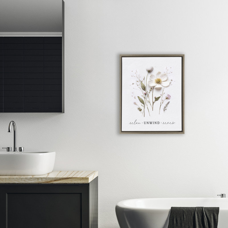 Cadre flottant relaxant à fleurs pressées, design par lettré et doublé, Cadre flottant orme Montalcino, H 21 po x l 17 po