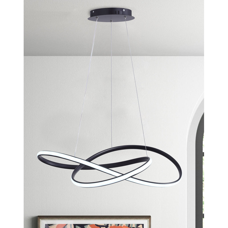 Anaida 1 - Light Unique / Statement LED Energy Saving Modern Linear Dimmable LED Pendant, Black
