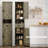 69" H Tall Bathroom Storage Cabinet With 2 Barn Doors And 1 Drawer, Narrow Storage Unit, Adjustable Shelves,Floor Cabinet For Bathroom, Living Room, Entryway,Kitchen-1816667219