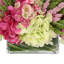 Hydrangea, Heather and Ranunculus Arranged in Rectangular Vase