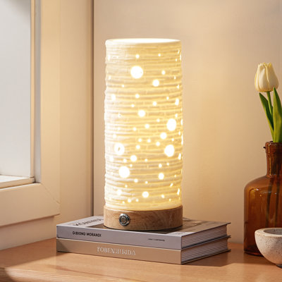 11.02" Floral Vase-Shaped Novelty Ceramic Table Lamp with 3 Color Temperatures