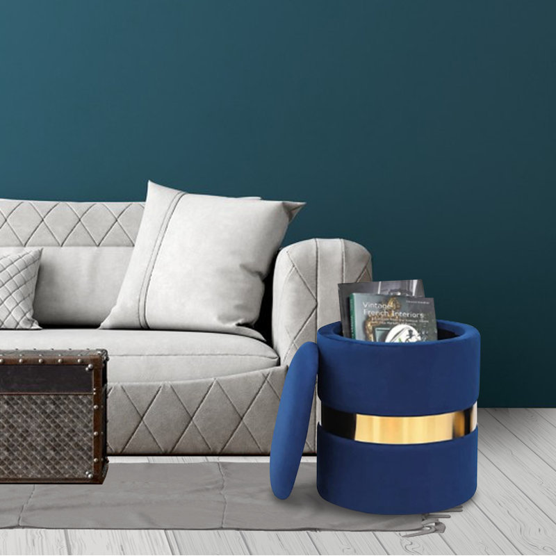 Tabouret de rangement rond en velours