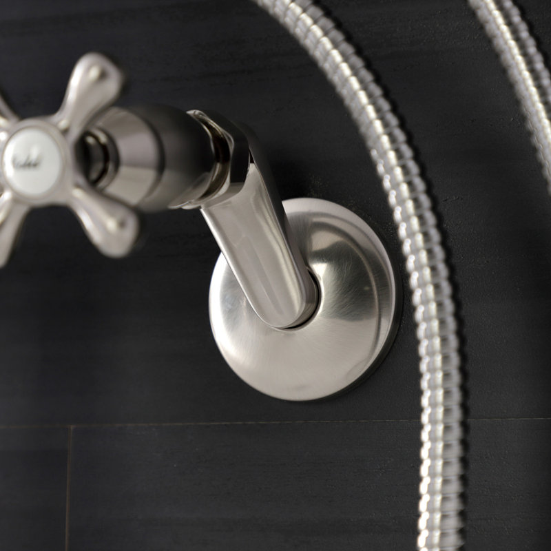 Kingston Brass Kingston Two-Handle Clawfoot Tub Faucet with Hand Shower, Brushed Nickel