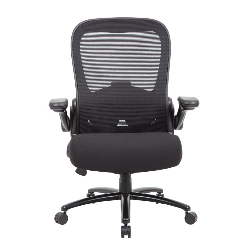Heavy Duty XL Armchair, Black Mesh, Steel Frame, Wheels, Swivel Seat