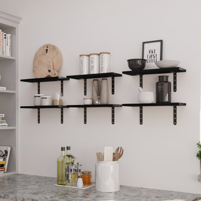 Étagères flottantes Lavish Home - Ensemble de 6 tablettes pour le salon, la cuisine, la chambre à coucher ou la salle de bain - Étagères flottantes en bois pour le mur - Décoration murale maison de campagne