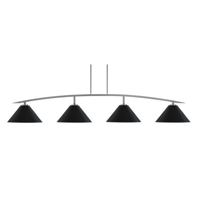 Barre d'éclairage 4 lumières kurve au fini graphite avec abat-jour conique en métal de 14 po