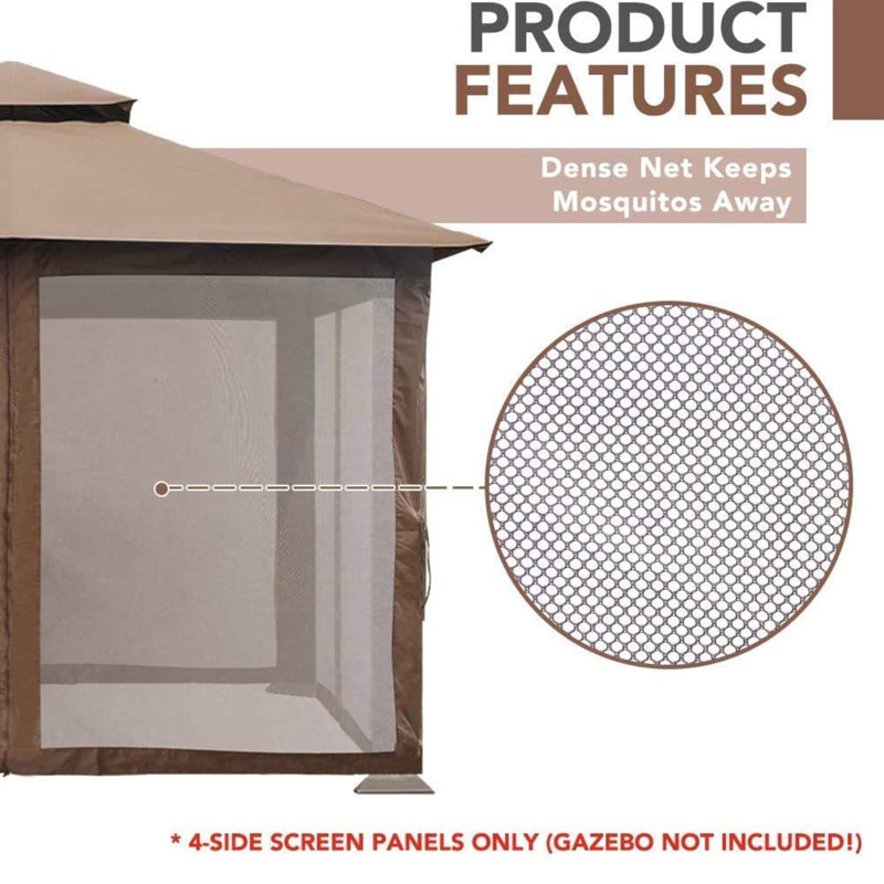 Mosquito Screen Netting With Zipper for Wood Framed Gazebos