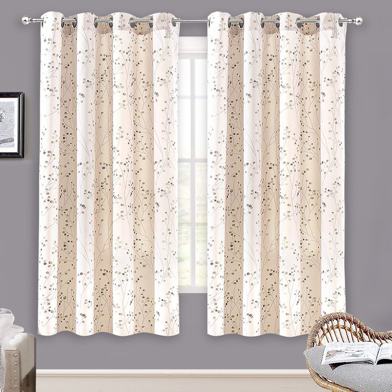 Bucks Room Darkening Curtain Pair, Beige, 50" W x 96" L