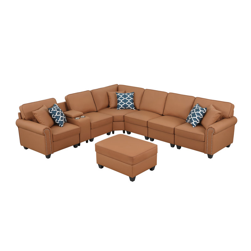 Cuir artificiel Tyshonda avec porte-gobelet individuel et 1 repose-pieds, Similicuir brun