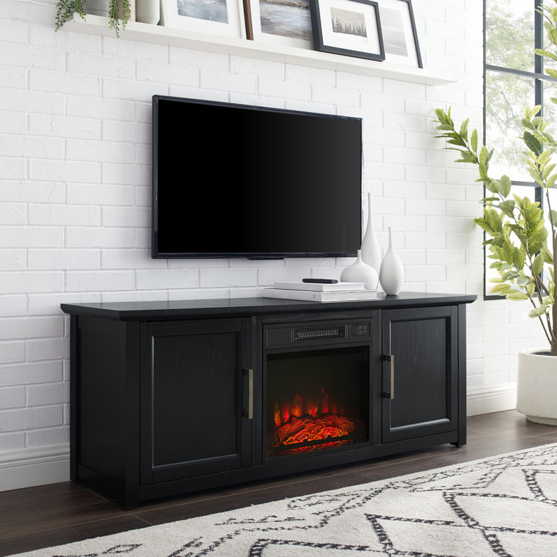 Rozier TV Stand Fireplace for TVs up to 65" Fireplace, Black