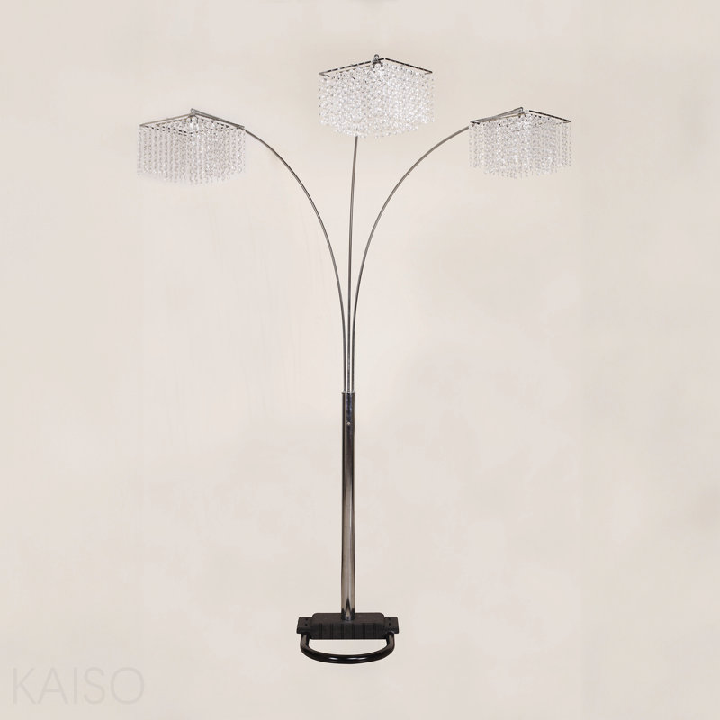 1pc Modern Design Classic Luxury Sleek Multi-Head Floor Arc Lamp Crystal-Like Accents Drape Living Room Curve Lamp