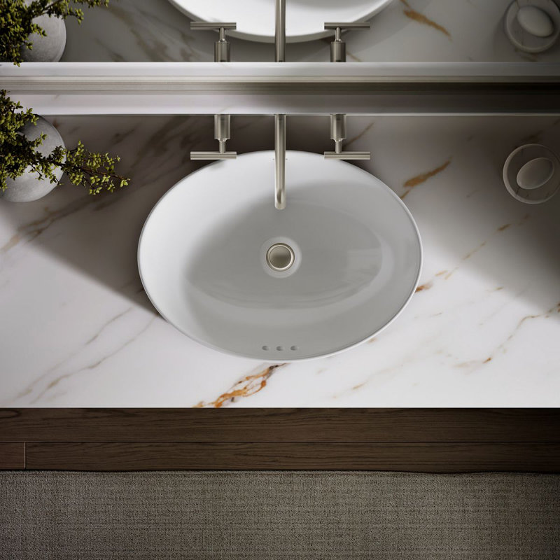 Vox® Vitreous China Oval Vessel Bathroom Sink with Overflow