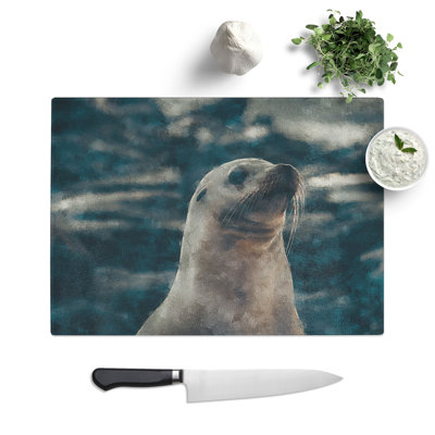 Portrait of a Seal Painting Chopping Board
