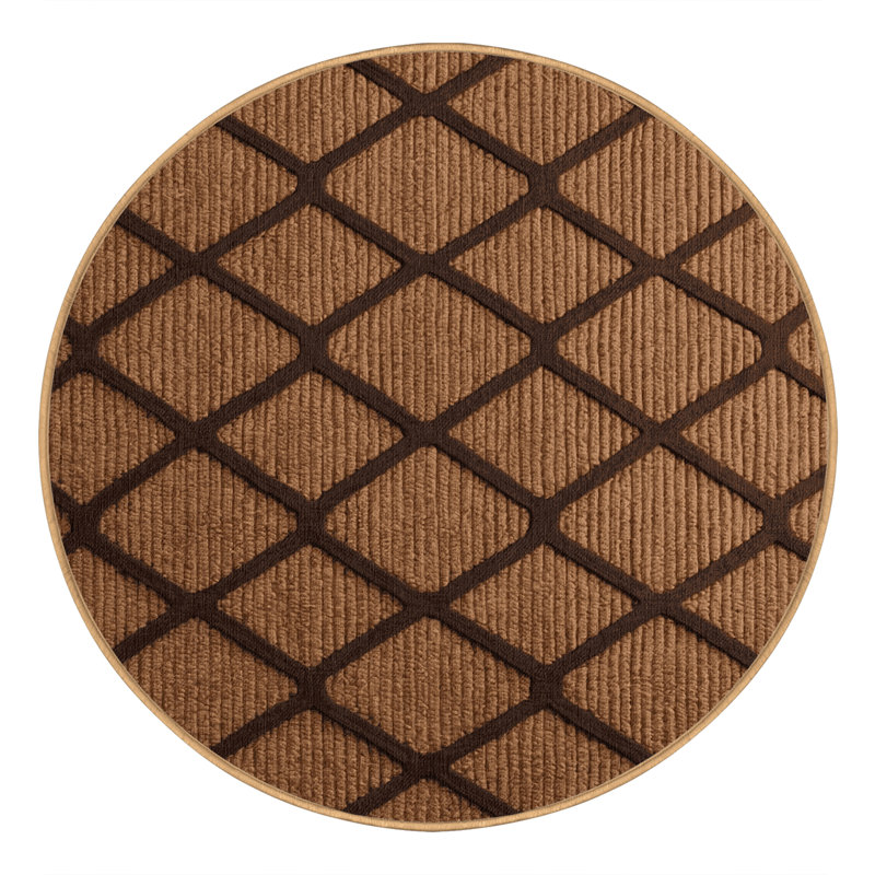 Machine Washable Trellis Brown Area Rug, Round 8'