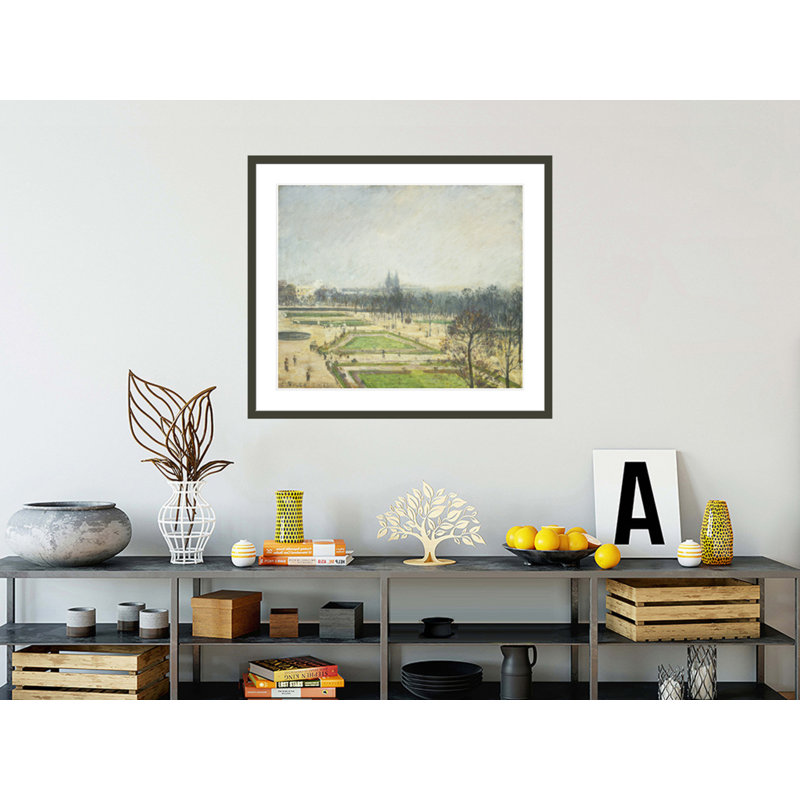 «The Tuileries Ponds Mist» par Camille Pissarro, impression giclée sur cadre, H 33,5 po x l 38,82 po