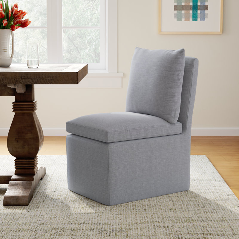 Alayaa Upholstered Side Chair, Effie Gray Performance Linen