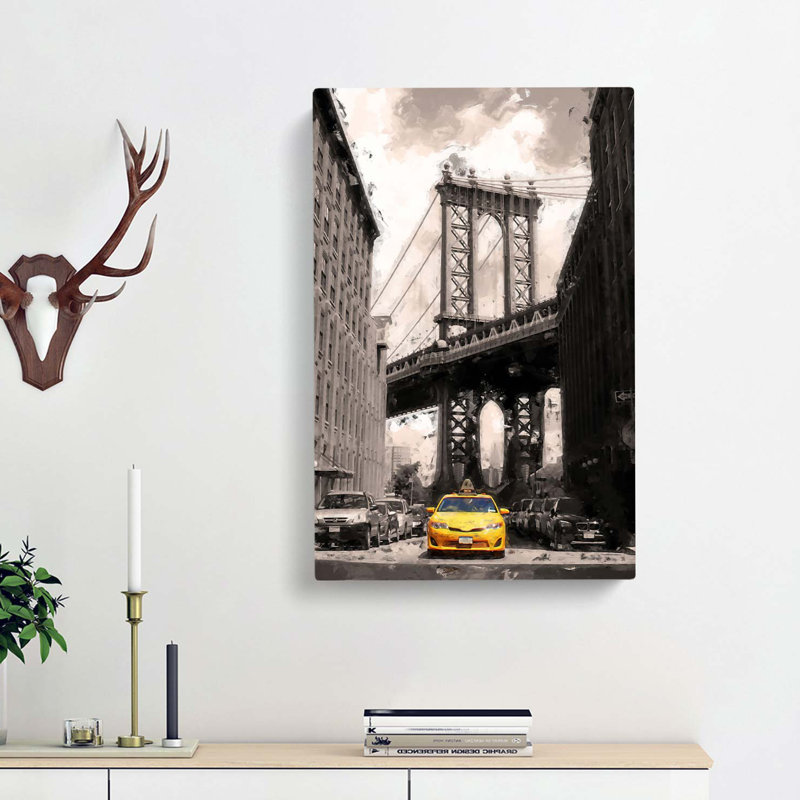 Yellow Taxi Cab In New York City In Abstract - Wrapped Canvas Print, 50cm H x 35cm W x 3cm D