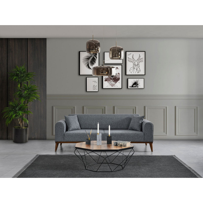 Élégant canapé-lit à 3 places, gris anthracite, 87,4 po x 35,4 po x 31,5 po | Structure en bois de hêtre et en bois aggloméré durable | 100% polyester, mécanisme de dossier pivotant, tissu nettoyable à sec, parfait pour le salon et les chambres d'amis