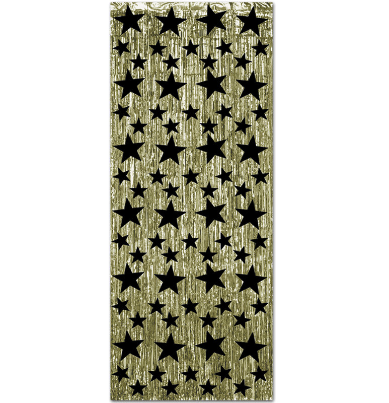 Sheer Curtain Single Panel, Black/Gold