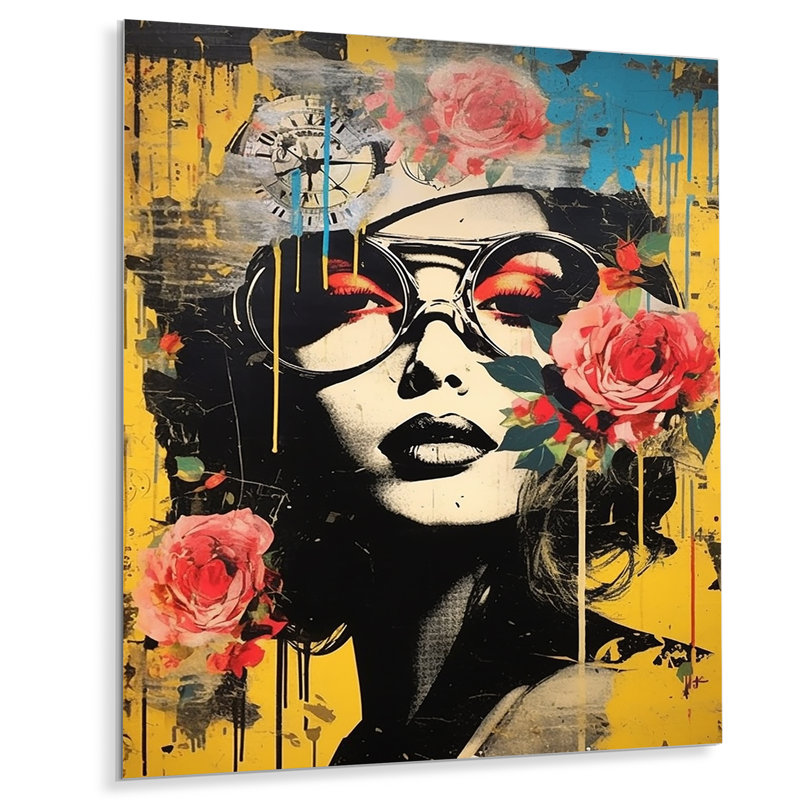 Rétro collage de beauté rétro - Portraits abstraits, art mural, salon, Sans cadre, H 44 po x l 34 po