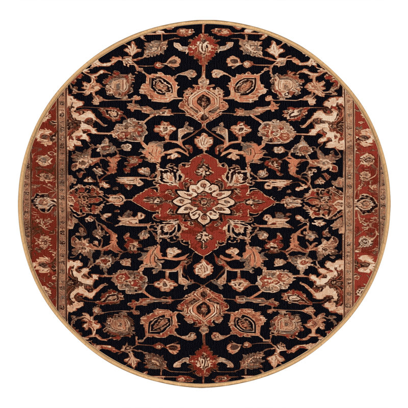Tapis brun lavable à la machine, Rond 3 pi