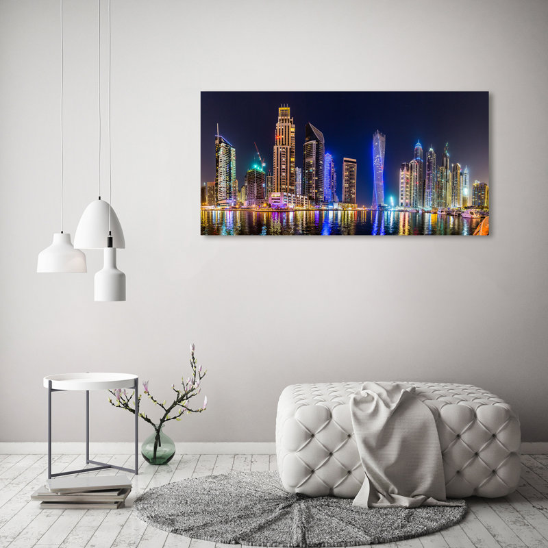 Dubai At Night - Wrapped Canvas Print