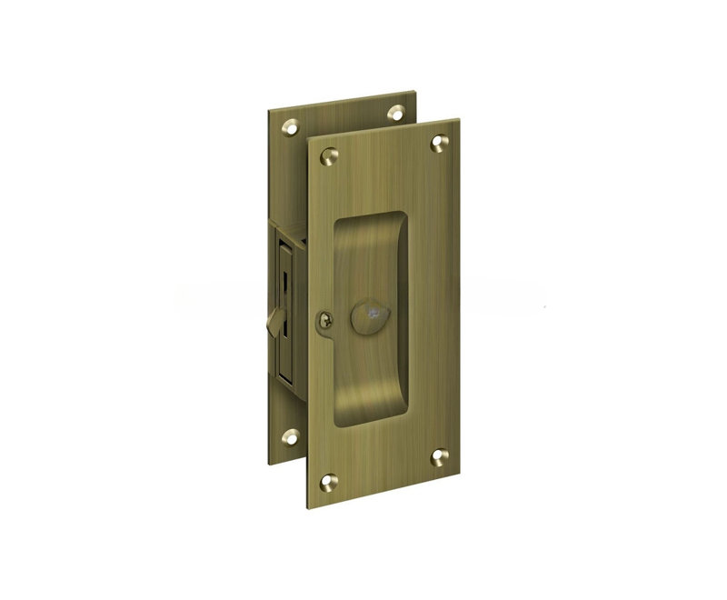 Deltana SDL60U5 Decorative Pocket Lock 6", Privacy in Antique Brass, Antique Brass