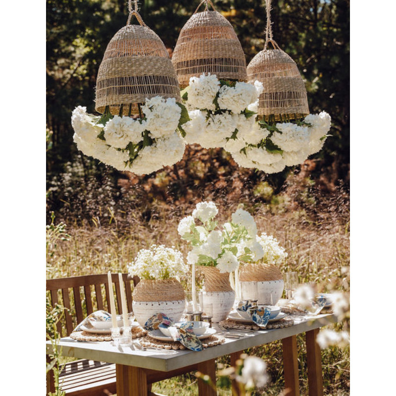 Lustre de jardin en rotin Viora, Simple, Neige