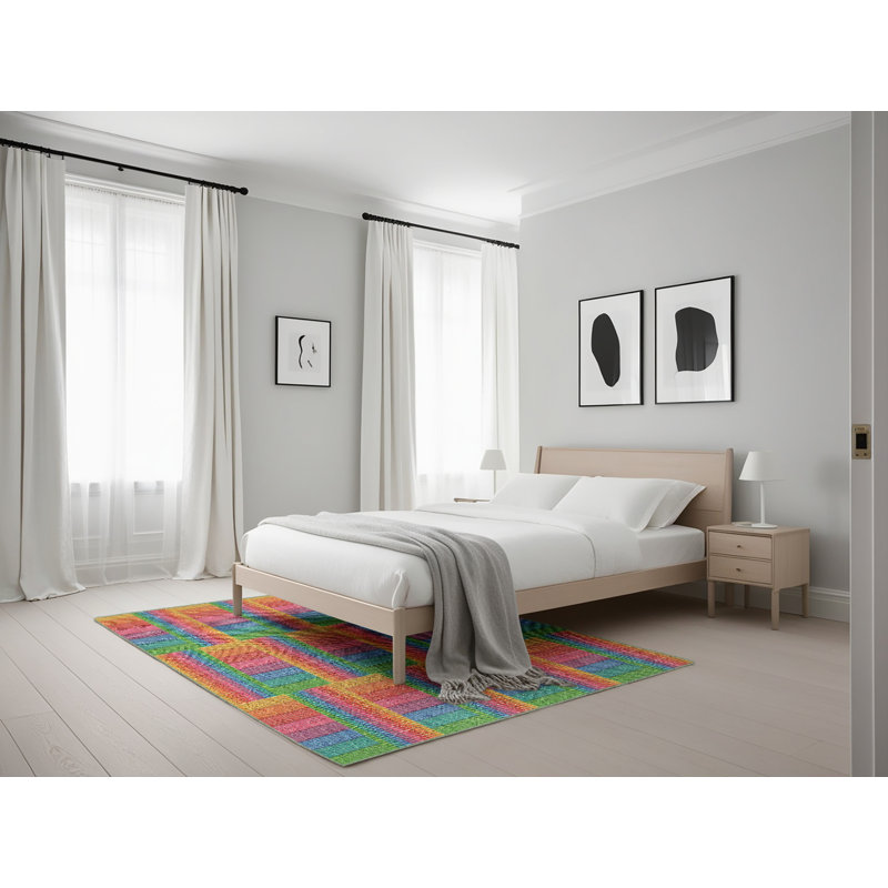 Geometric Indoor Rug, Rectangle 5' x 7'