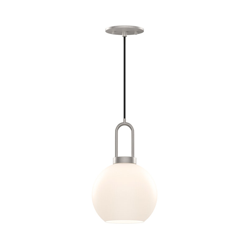 Luminaire suspendu Shiloh, Nickel brossé, Opale, H 12,5 po x l 7,88 po x P 7,88 po