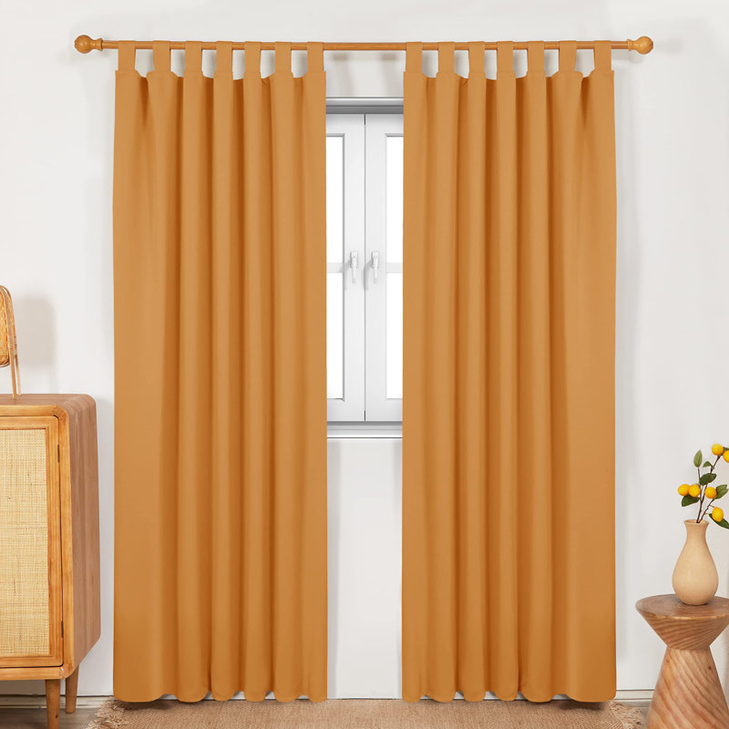 Raghdah Polyester Blackout Tab Top Curtain Pair, 55cm Width x 290cm Drop