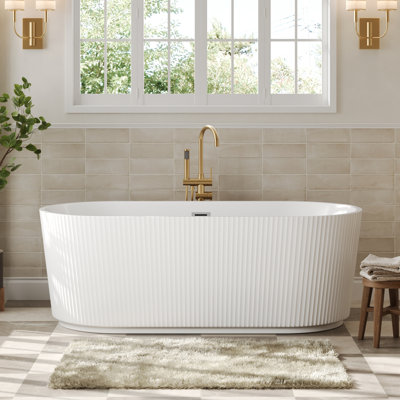 Deervalley 67" X 32" Freestanding Modern Soaking Acrylic Bathtub with Overflow and Center Drain for Bathroom