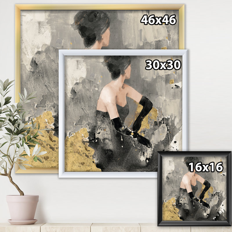 «Gold Fashion Dance», reproduction sur toile encadrée, H 16 po x l 16 po x P 1 po, Cadre argenté