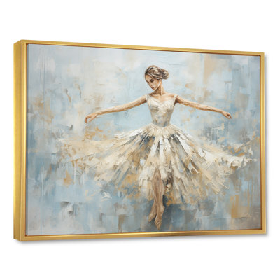 Beige Gold Minimalism Ballerina - Ballet Wall Art